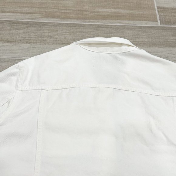 Anthropologie Pilcro Oversized Denim Jean Boyfriend Jacket in Off-White Size M - Picture 11 of 15